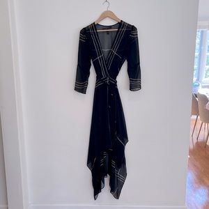 BCBG MaxAzria Sheer Black Wrap Dress